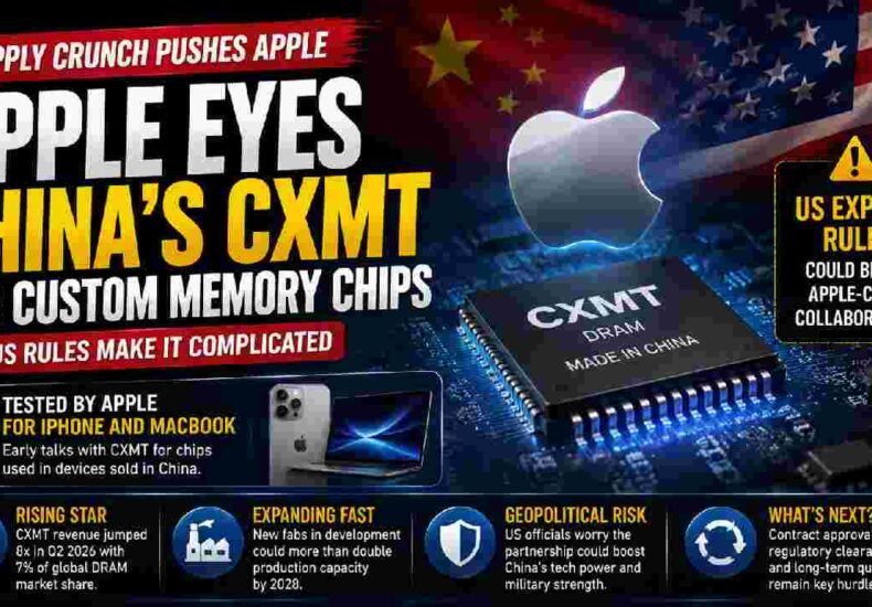 Apple Eyes China’s CXMT for Memory Chips, but U.S. Rules Complicate the Plan