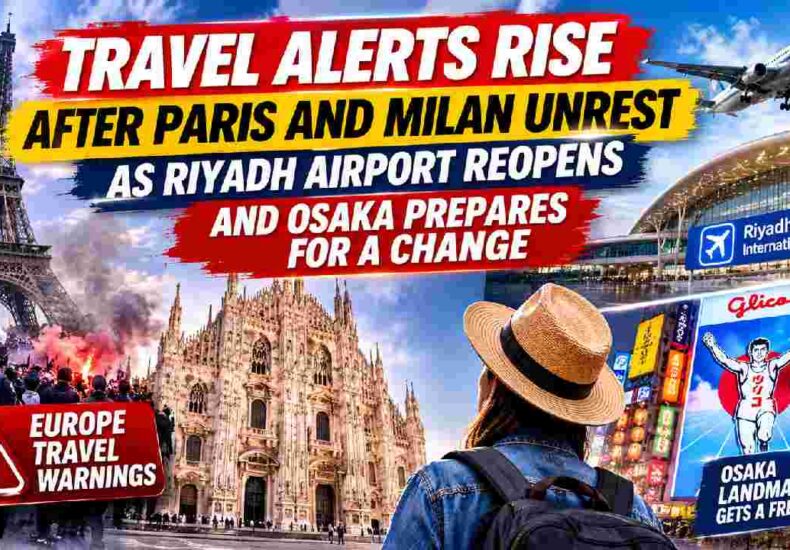 Travel Alerts Rise After Paris and Milan Unrest as Riyadh Airport Reopens